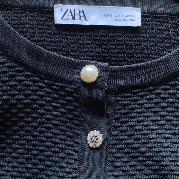 Zara | Sweaters | Zara Textured Cardigan With Rhinestone Buttons | Poshmark